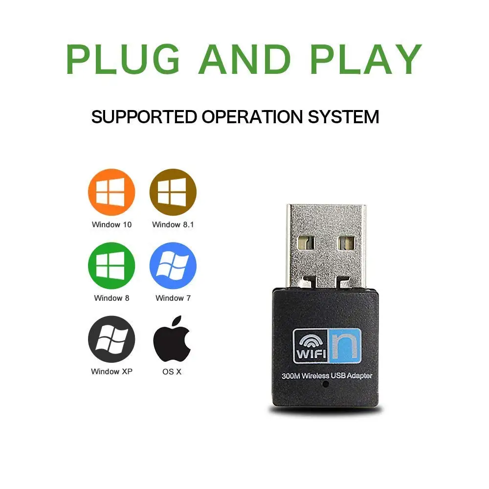 300Mbps Wireless USB Adapter Bongle Nano Ultra Design Network Card LAN Adapter for Windows Linux Mac OS