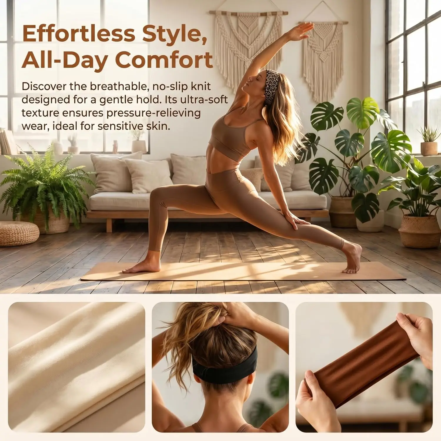 5PCS Leopard Print Hair Accessories,Cute Headbands Sweat-Absorbent Lightweight for Fitness,Running Daily Wear Fashion Headbands