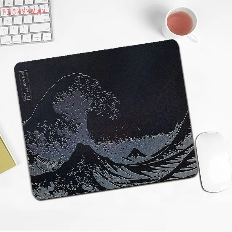 Japan Great Wave Fish Masuepad Koi Deskpad Tikar Meja Komputer Alas Meja PC Karet Alas Mouse Kecil Alas Mouse Laptop Hitam