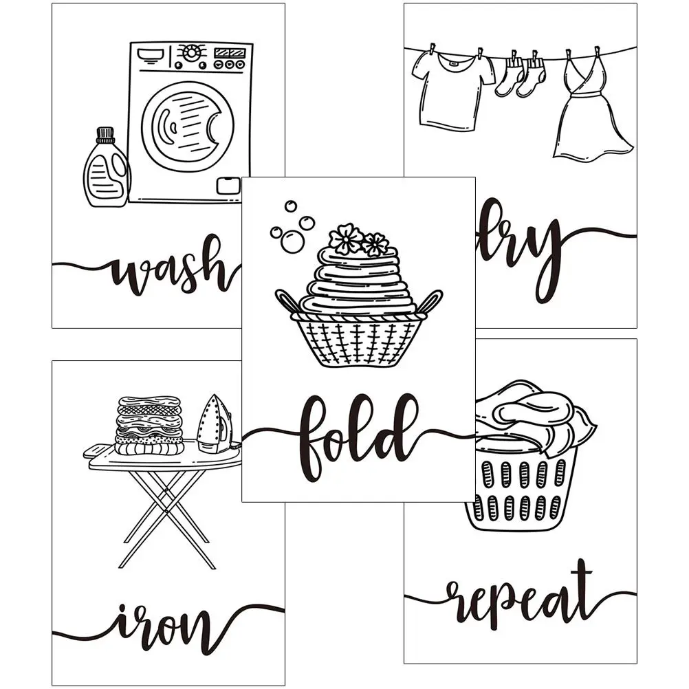 5 Pcs Living Room Wall Decor Laundry Decoration Decorative Painting Bedroom Paintings