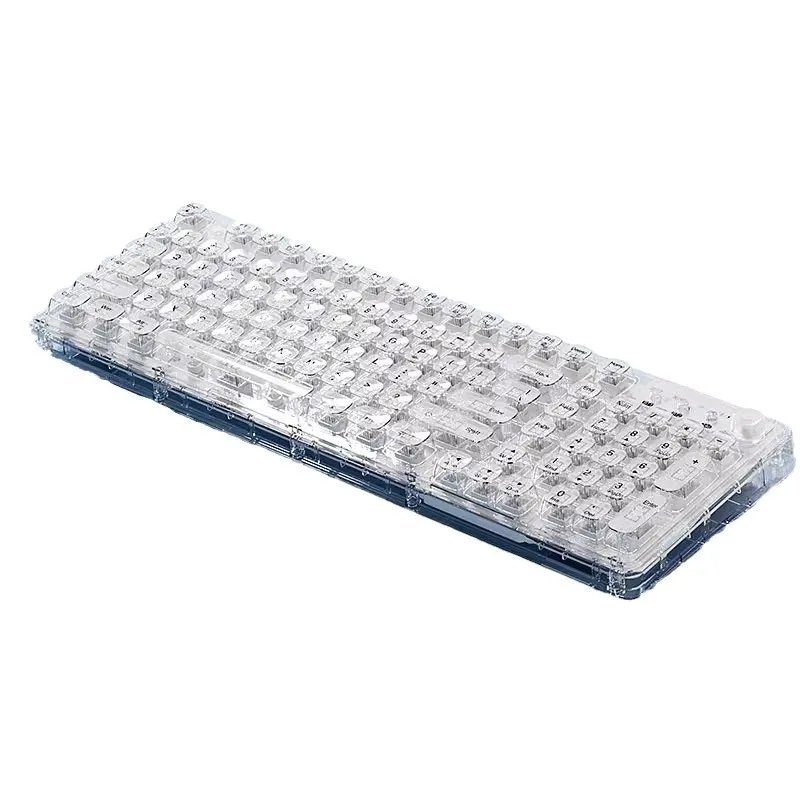 Leilin Z99 Ice Transparent Bezprzewodowa kryształowa klawiatura i mysz Bluetooth Mechaniczny komputer dla kobiet Biuro Cichy prezent