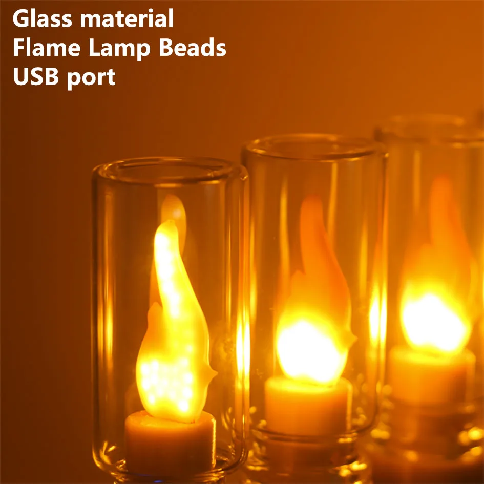 LED 5V Flame Bulb Fire LED USB Candle Light Bulb Flashing Flame Decorative Yellow For home light Night Light Festival Lamp Praye