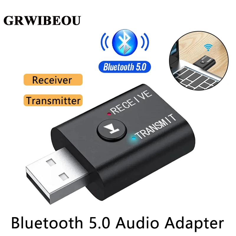 GRWIBEOU-adaptador inalámbrico 2 en 1 con Bluetooth 5,0, dispositivo para ordenador, TV, portátil, altavoces, auriculares