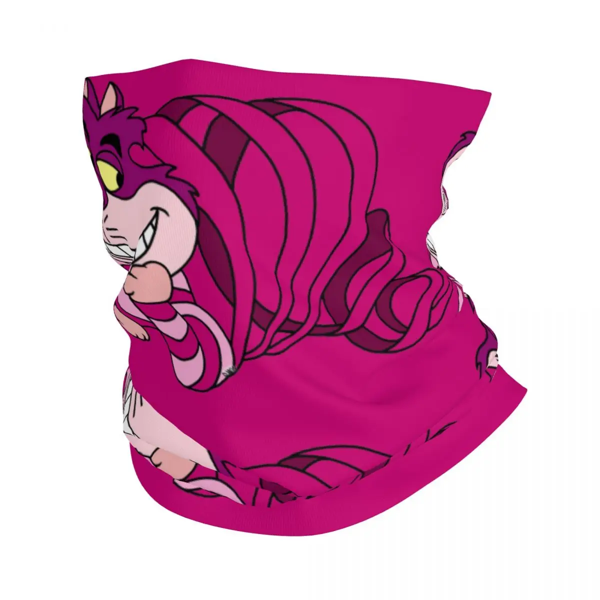 Custom Cheshire Cat Bandana Neck Gaiter for Hiking Hunting Men Women Wrap Scarf Alice In Wonderland Cartoon Balaclava Warmer