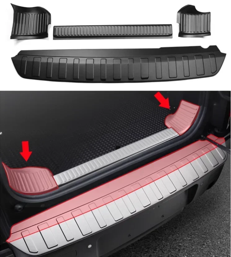 For LAND ROVER Defender 90 110 2020-2023 Rear Bumper Guard Protector Tail Trunk Door Sill Plate Scuff Trim Cover Stainless Steel