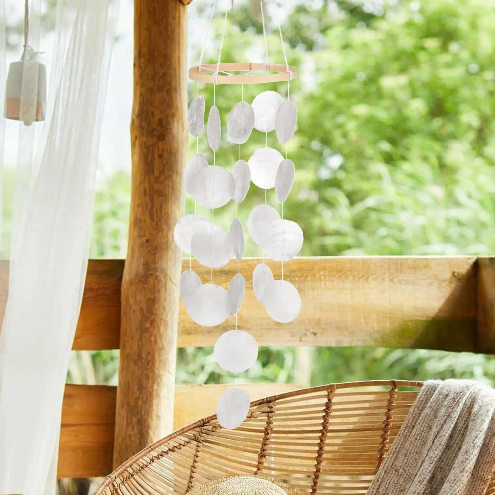 Shell Wind Chimes Patio Coastal Windchime Hangable Ornament Boho Soothing Sounds For Wife Girls Beach Home Indoor Porch Garden