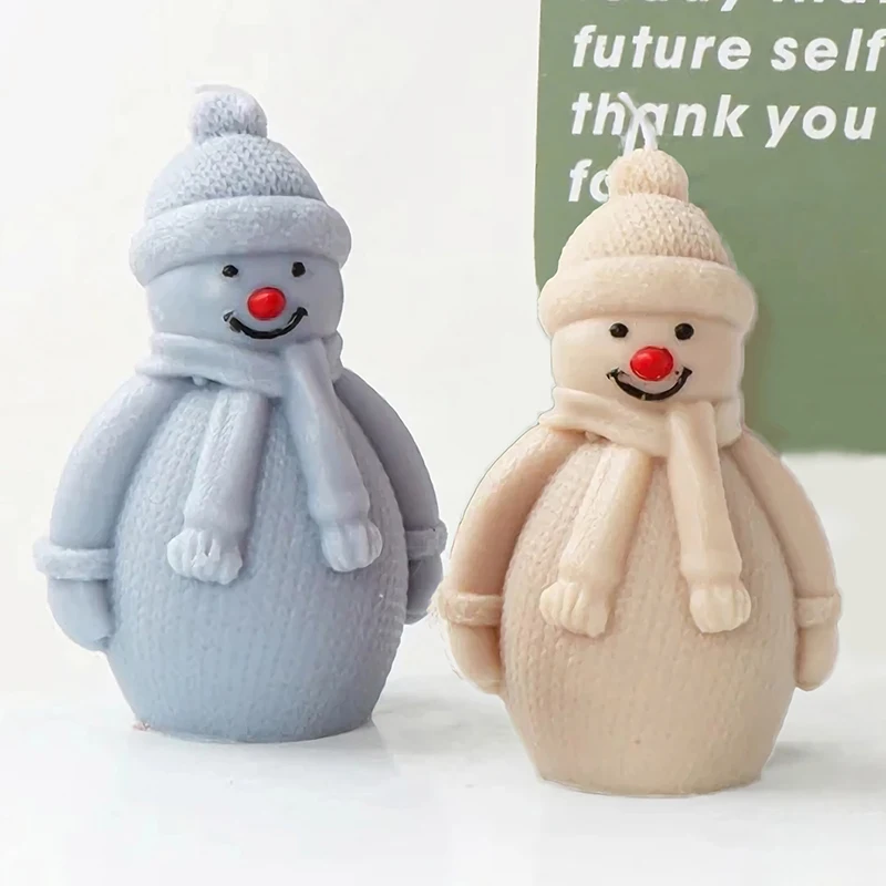 3D Nette Weihnachten Schneemann Duft Kerze Silikon Form DIY Harz Gips Form Gips Ton Form Home Festival Dekor Ornament