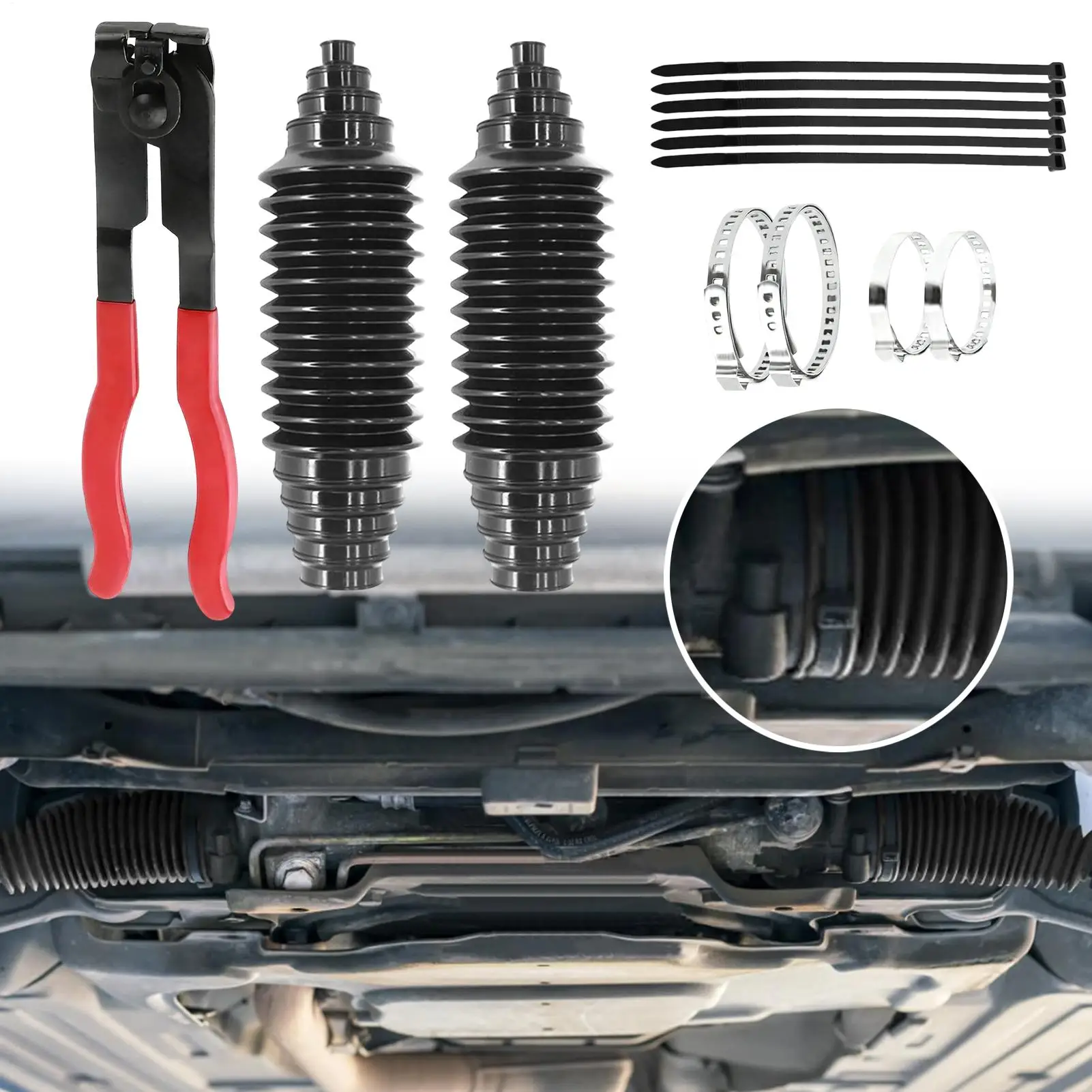 2Pcs/set Rack And Pinions Dustproof Boot Set Cold Weather Silicone Steering Tie Rod Joint Kit Auto Accessories For SUV RV