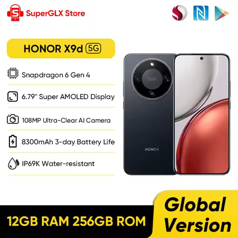 【IN STOCK】HONOR X9d Global Version 5G Smartphone 6.79" Super AMOLED Display 12GB RAM+256GB ROM 8300mAh Battery 66W NFC IP69K