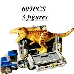 2024 New Dinosaur Series Jurassic T. Rex Pyroraptor Skull Fossils Transport Compatible 76964 Building Block Brick Toys Kids Gift