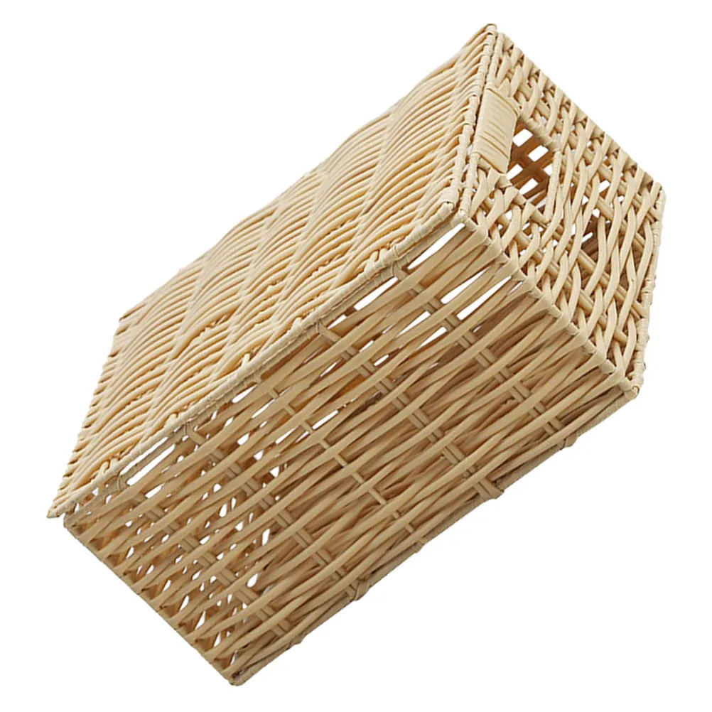 Woven Storage Basket Imitation Rattan Beige Multipurpose Sundries Organizer for Bedroom Living Room