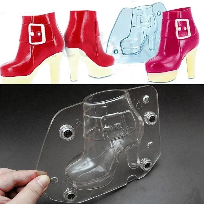 3D Plastic Women's Boots Chocolate Mold Cake Decoration Tool DIY Women's Shoes Candy Mold Baking Mold