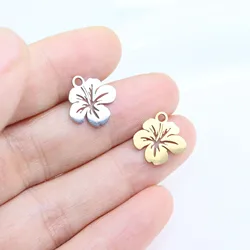 10pcs Stainless Steel Mirro Flower Polished Anti Allergic Girl Charms Pendant DIY Jewelry Necklace Earrings Unfading