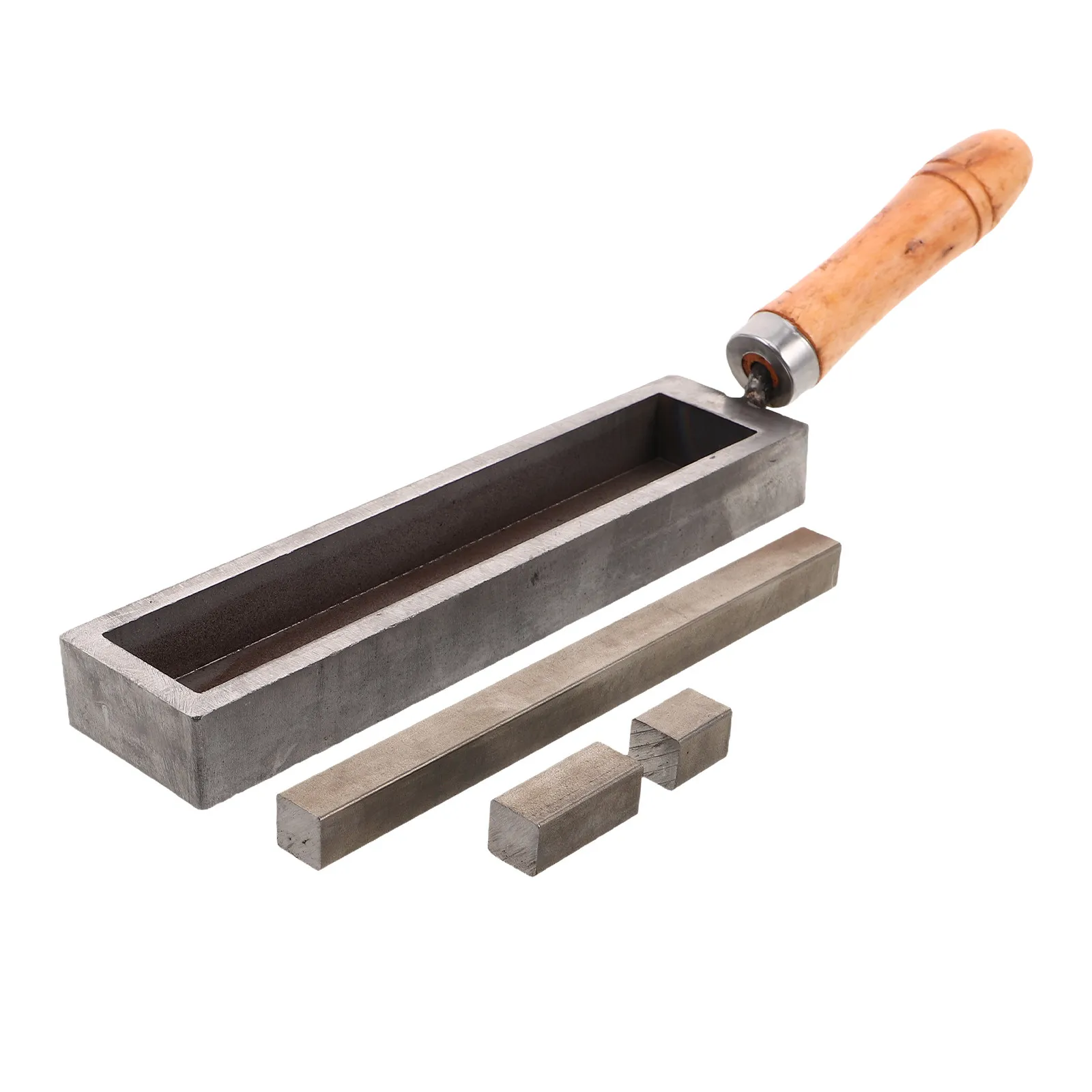 Heavy Duty Metal Mould Wooden Handle Gold Silver Iron Melting Ingot Casting Tool European Design Comfortable Grip