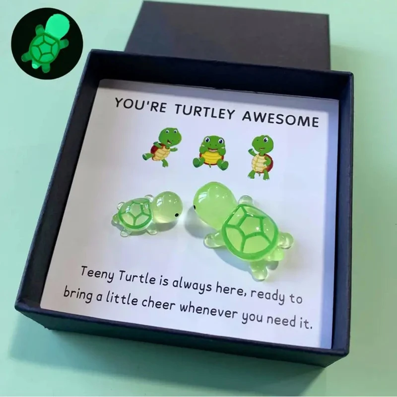Turtle Gift Box Set You're Turtley Awesome Inspirational Gift With Greeting Card Pocket-Sized Resin Turtles Perfect For Friends