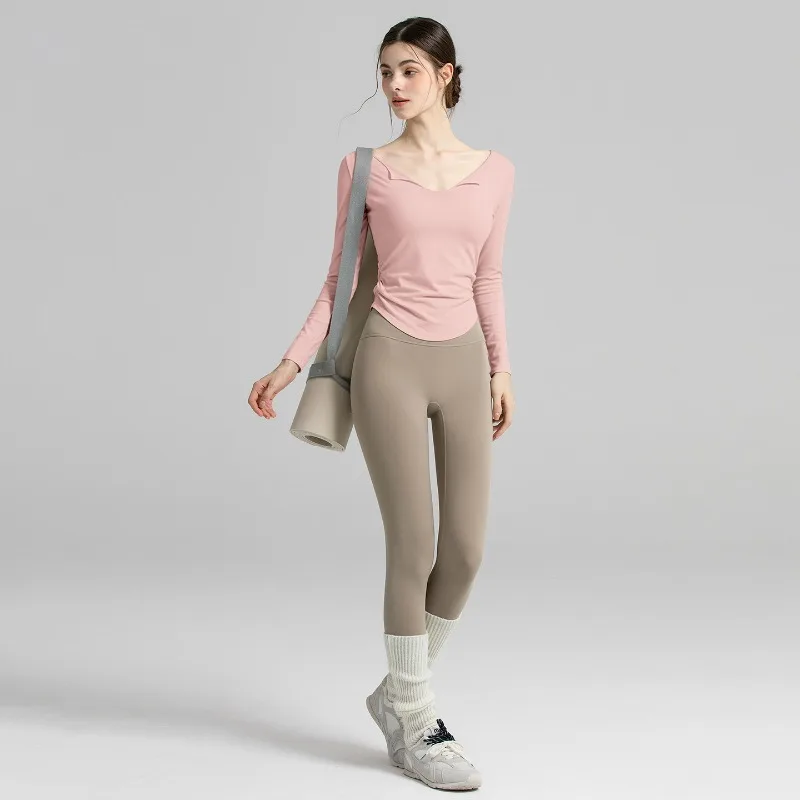 

New 2025 Womens Athletic Long Sleeve Tshirt Slim Fit Moisture Wicking Running Yoga Pilates Workout Top Gym Top Tops Women