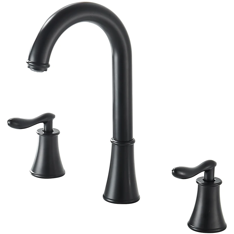 Black three-hole surface water separation type hot and cold toilet bathroom cabinet wash basin faucet household