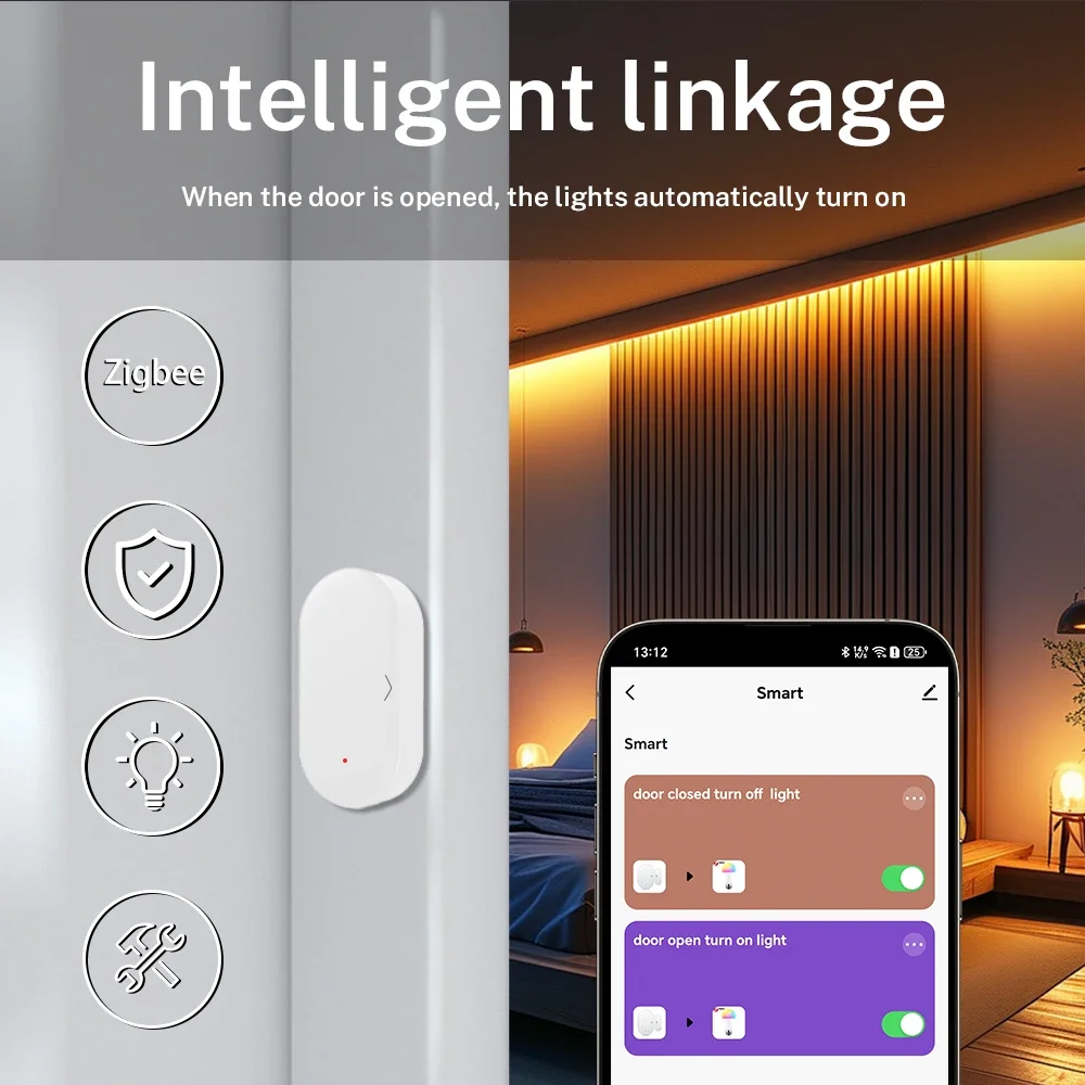 Домашняя безопасность для умного дома, приложение Smart Life Zigbee 3,0 Tuya, датчик двери, датчик окна, совместимый с Alexa Google Assistant