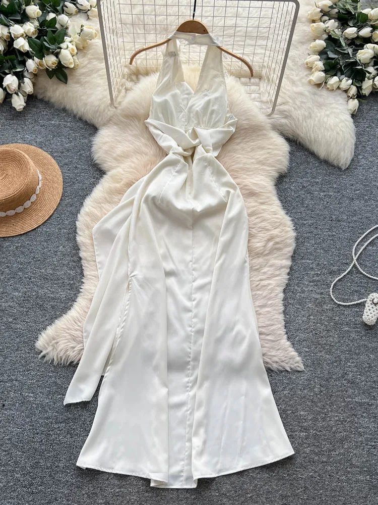 Ele Satijnen avondjurk met borduursel met kralen en hangend ontwerp A-lijn damesrok met hoge taille Dr voor Ci Com...