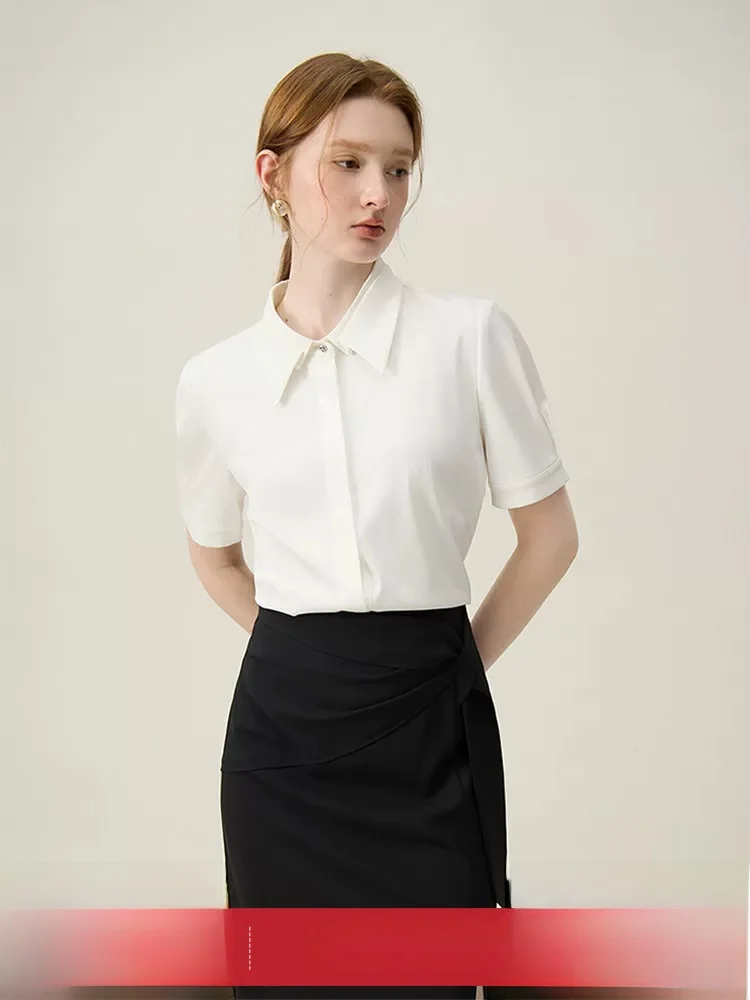 

Formal Occasion Interview Shirt Women's Commute White Shirt Summer New Design Breathable Skin-friendly Polyester Blend
