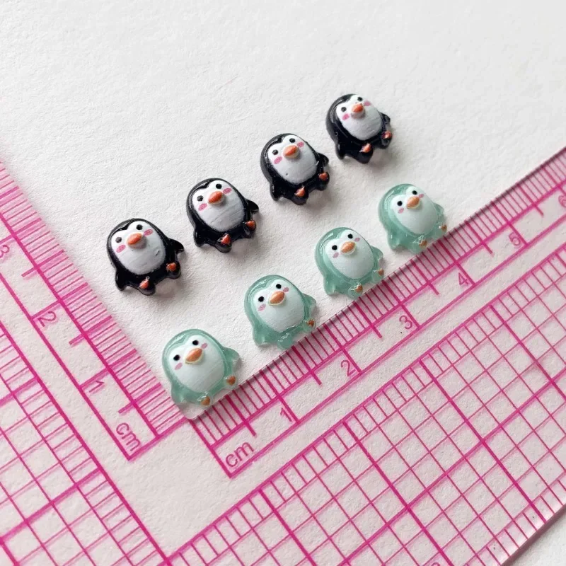 50pcs 귀여운 9mm 수지 미니 펭귄 시리즈 플랫 백 스톤 인형 DIY 웨딩 스크랩북 매니큐어 액세서리