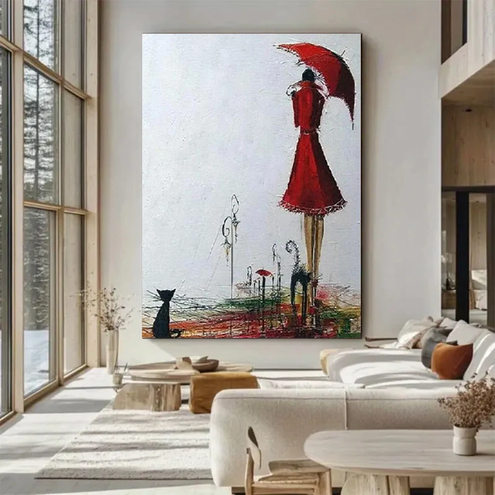 

100% Handmade Abstract Oil Painting 'Waiting for a Lover' Large Wall Mural - Unique Home Living Room Decor Art Picture