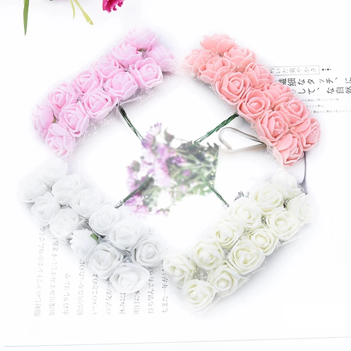 44pcs Artificial Flowers foam yarn Rose Outdoor UV protection festival Christmas Garden Arch Wreath Wedding Home Diy Candy box