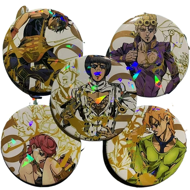 Anime Bizarre Adventure Brooch Cosplay Giorno Giovanna Bruno Buccellati Badges Round Brooch Pins Collection For Children Gift