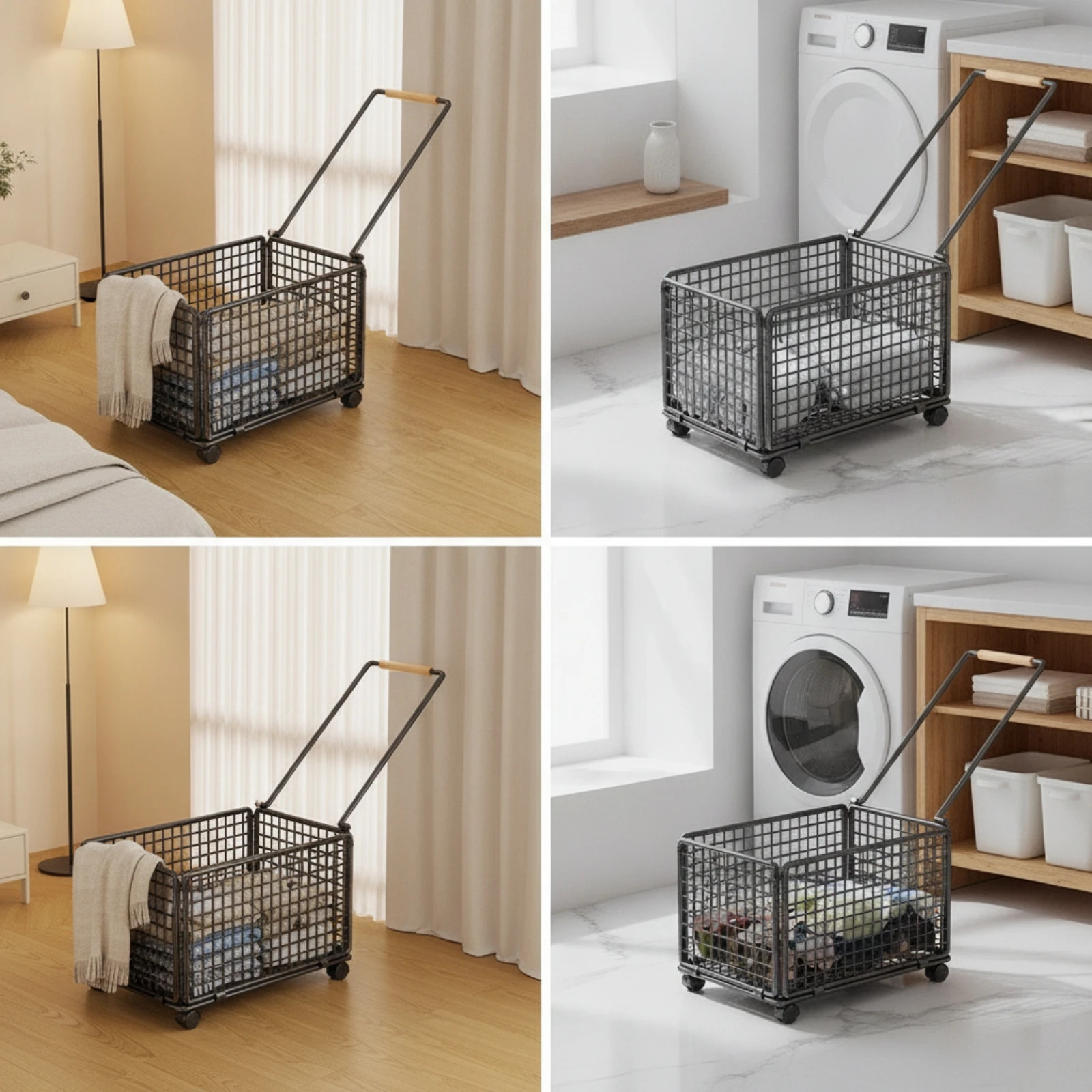 Large Wheeled Laundry Basket Breathable Rolling Laundry Basket with Swivel Casters Spacious Lightweight