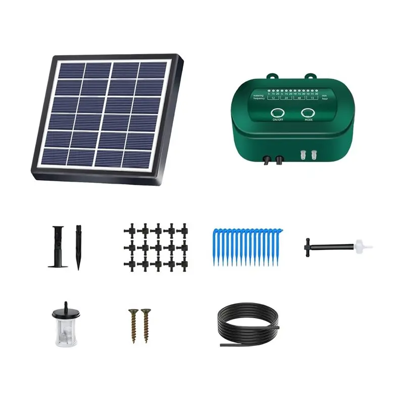 Solar Intelligent 6V 2W Irrigation Kit For Potted Plants DIY Timed Watering Device Includes 1800Mah Battery-AA26