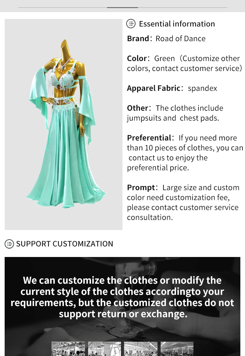 Orientalisches Tanzoutfit, langer Rock, Damen-Tanzkleidung, Bauchtanzkostüm, Bauchtanz-Unterrichtskleidung, Anzug 2026, Bühnenkostüm für Mädchen, Abendkostüm – Detail 3