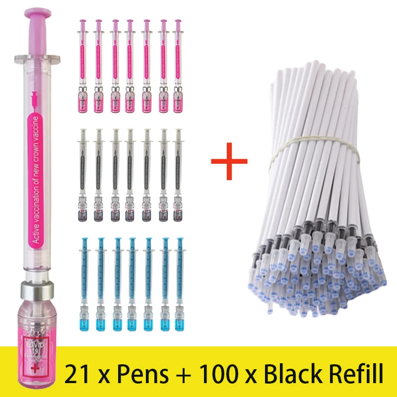 121Pcs Kawaii Vaccine Gel Pen Sets Super Smooth Writing Neutral Pens With Refills Realistic Syringe Pens With Liquid Caps 