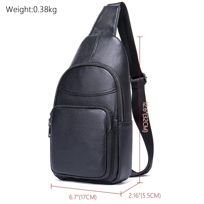 Genuine Leather Men's Chest Bag Anti Theft Crossbody Pack for Business Short Trip Gym Sports Motorbike Casual Party Office