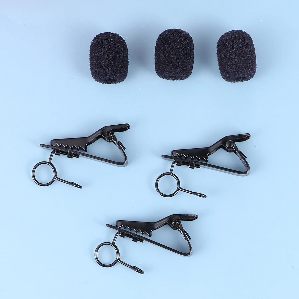 

24pcs Microphone Lapel Tie Clip Universal Mini Lapel Lavalier Microphone Mic Clip Iron Clip Black( 8.5MM Clips + Spon