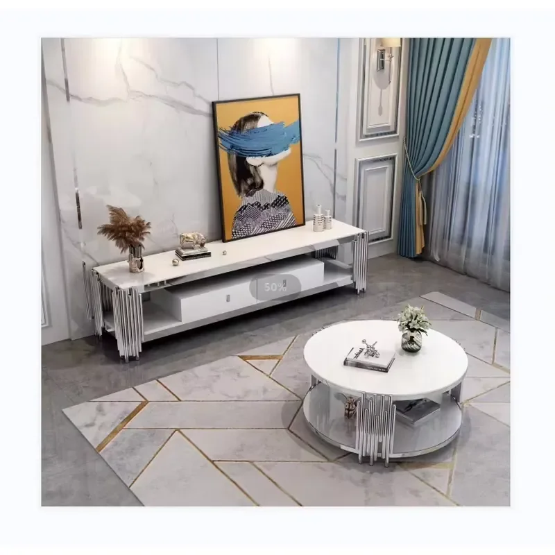 Door to Door USA Best Selling Stainless Steel Dining Table Set 1+6 1850mm Silver Tempered Glass Dinning Table Set