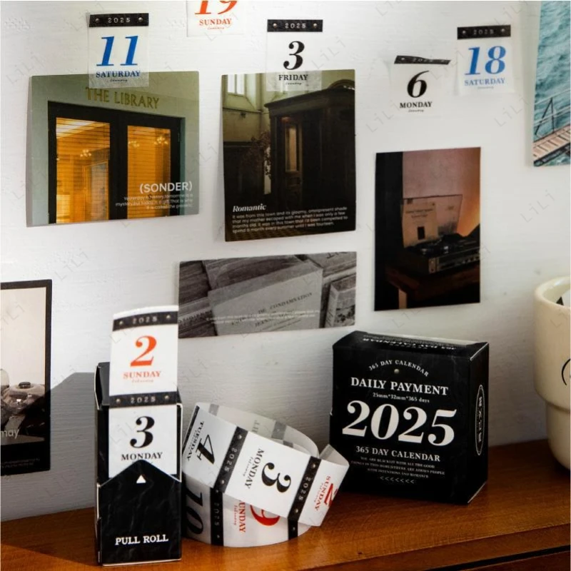 2026 Tape Sticker Calendar Pull box packaging Digital Stamp Calendar 365 day  tape calendar that can be torn off once a day