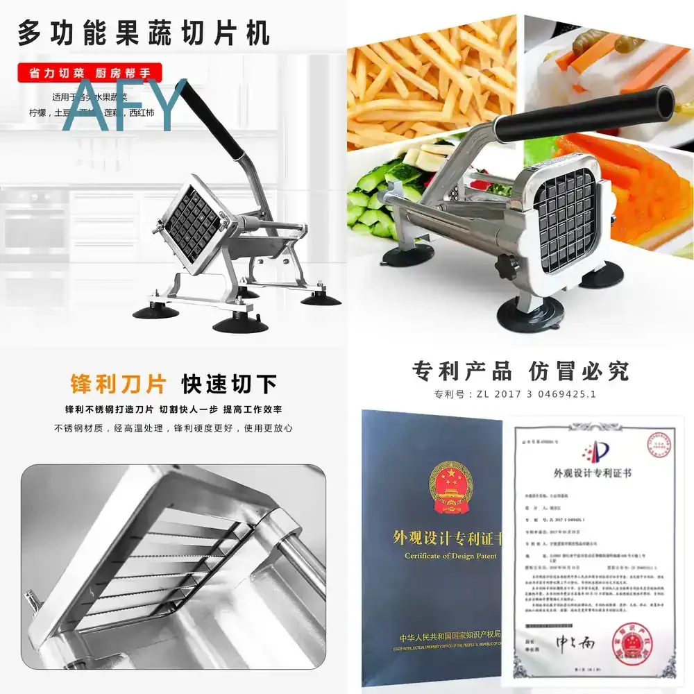AY430 Manual Potato Cutter for French Fries Maker Vegetable Slicer for Carrot Apple Zucchini Onion Cucumber Food Cutting