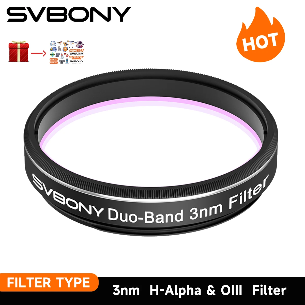 Svbony SV220 Teleskopfilter, H-Alpha und OIII, 3 nm Dualband 1,25 Zoll/2 Zoll Nebelfilter für Astrofotografie