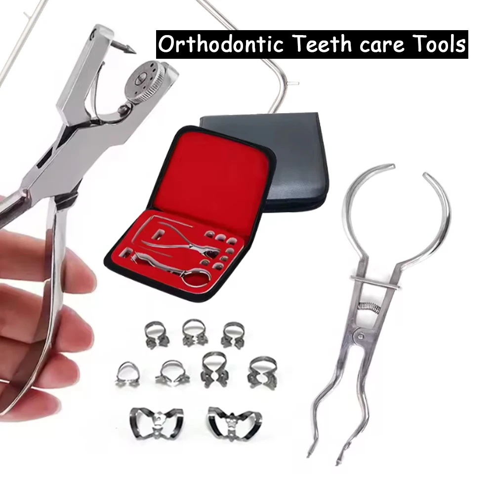 

Dental Dam Perforator Rubber Hole Puncher Set with Pliers for Teeth Care Orthodontic Tools Dentist Clinic Metal Instrument Kit