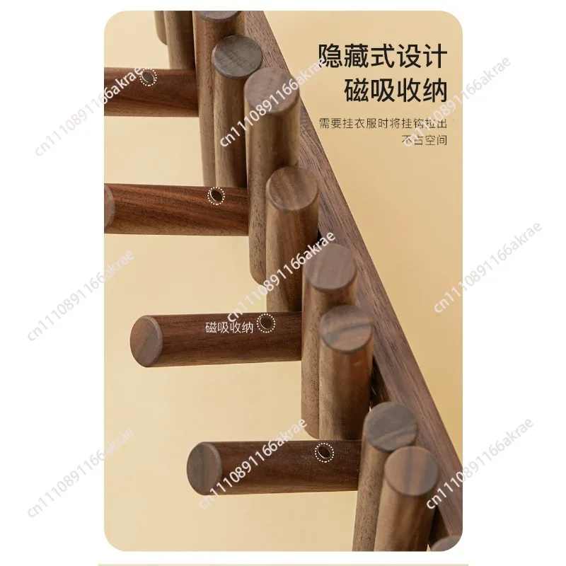 Kicho black walnut solid wood coat hook enters the entrance entrance hanger  wall hanging door coat hook