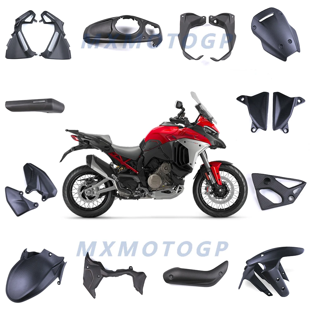 

For Ducati Multistrada V4 2021 2022 100% 3K Carbon Fiber Fender Tank Exhaust Cover Full Fairing Kits Motorcycle Accessories