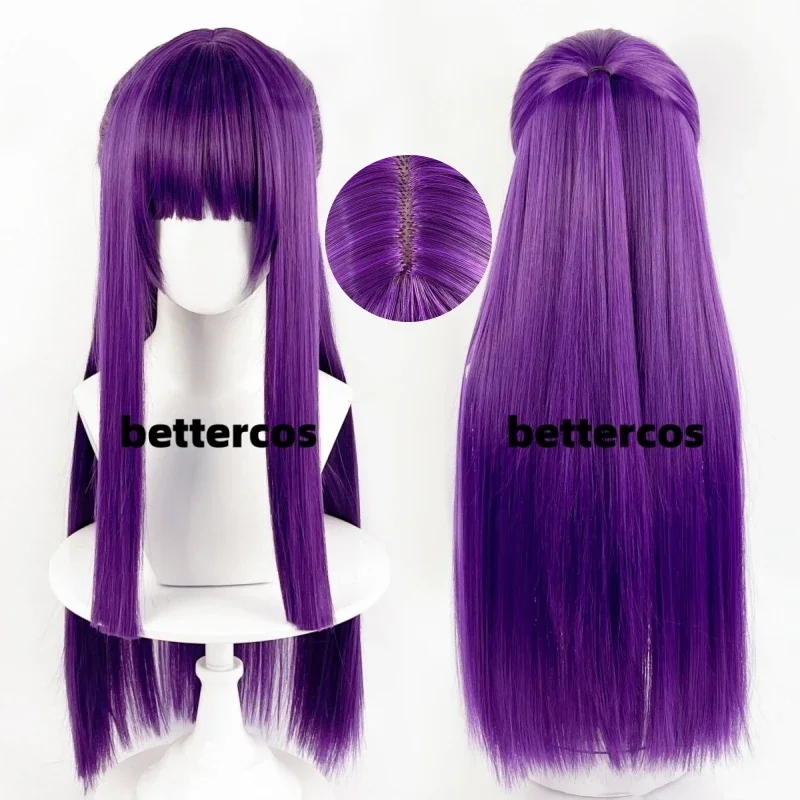 Farn Cosplay Perücke Hochwertige Anime Lila 80 cm Langes Glattes Haar Hitzebeständige Synthetische Perücken