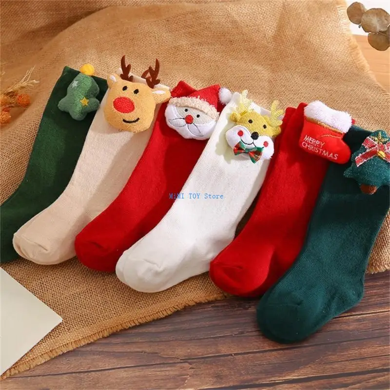 24be Säugling Neugeborene Baumwollkindsocken Santa Elk Dekor Baumwollsocken Geschenk