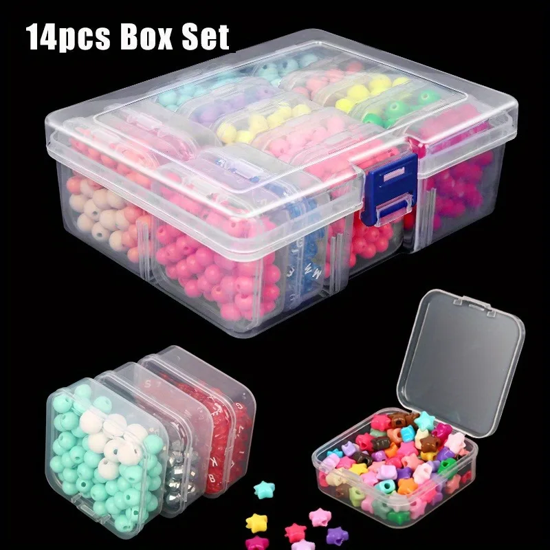 14 Grids Clear Plastic Diamond Painting Storage Container Case for Craft Organziers Bead Storage Art Embroidery Nail Accessories