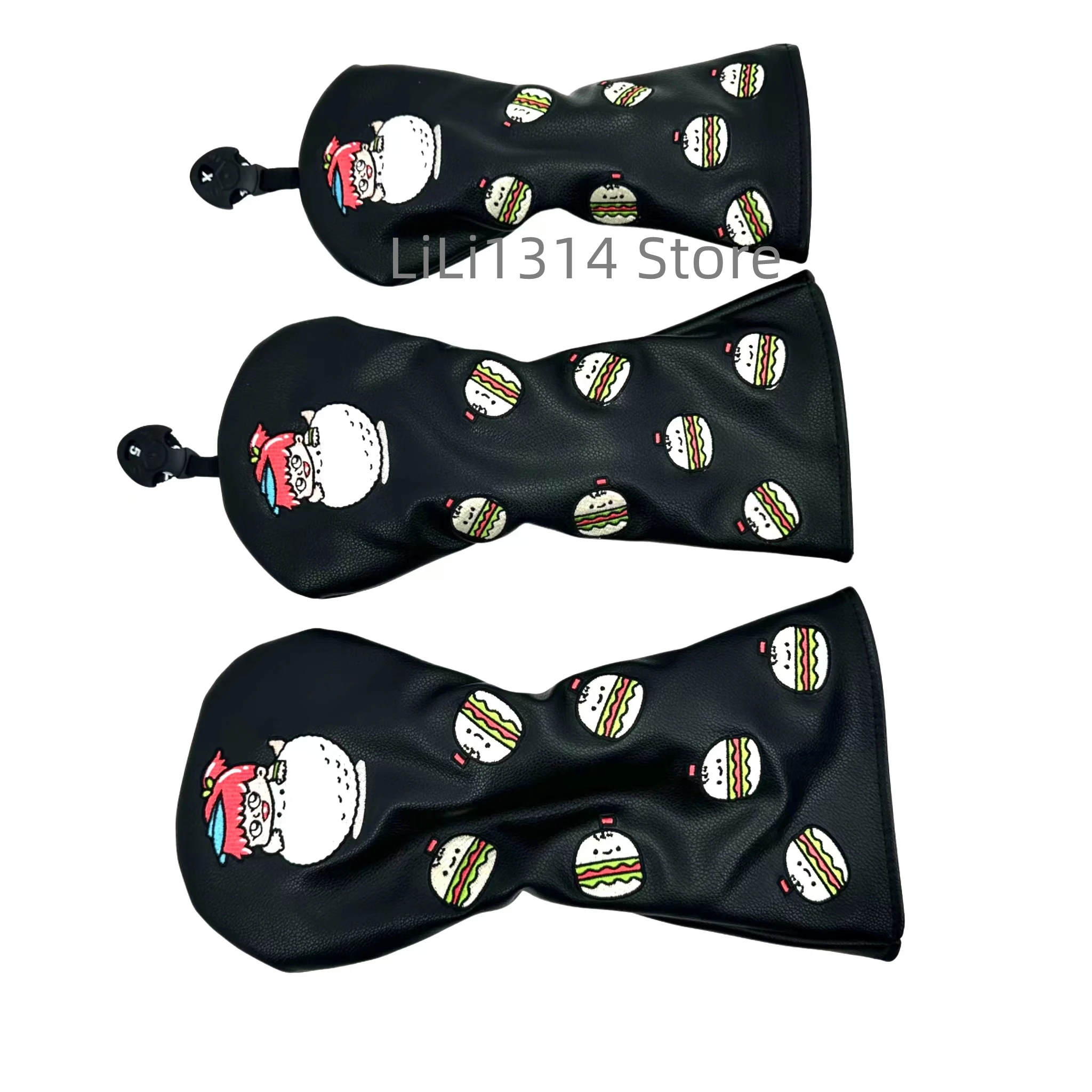 Golf Cute Snowman pattern Head cover Driver Head Covers Fairway Wood Head Covers Hybrid Head Covers Putter Cover Pu Leather