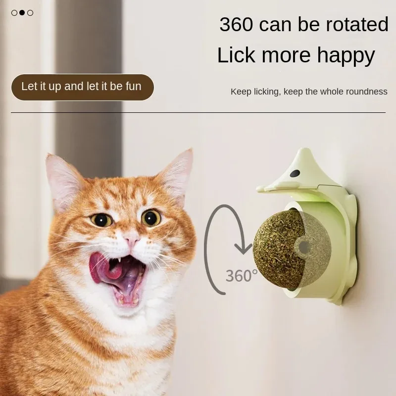 Catnip Hedgehog Wall Sticker Toy 360° Rotating Cat Lick Mat BPA Free Removable Mint Ball Aid Digestion Teeth Health Fresh Breath