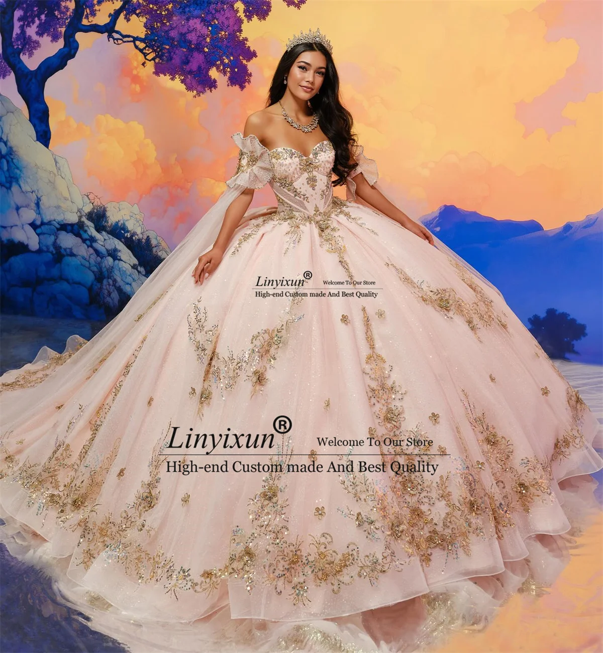 

Бальное платье с аппликацией, кружевные платья Quinceanera, индивидуальное мексиканское платье с открытыми плечами, милое платье принцессы на день рождения 16, Vestidos De 15 Anos