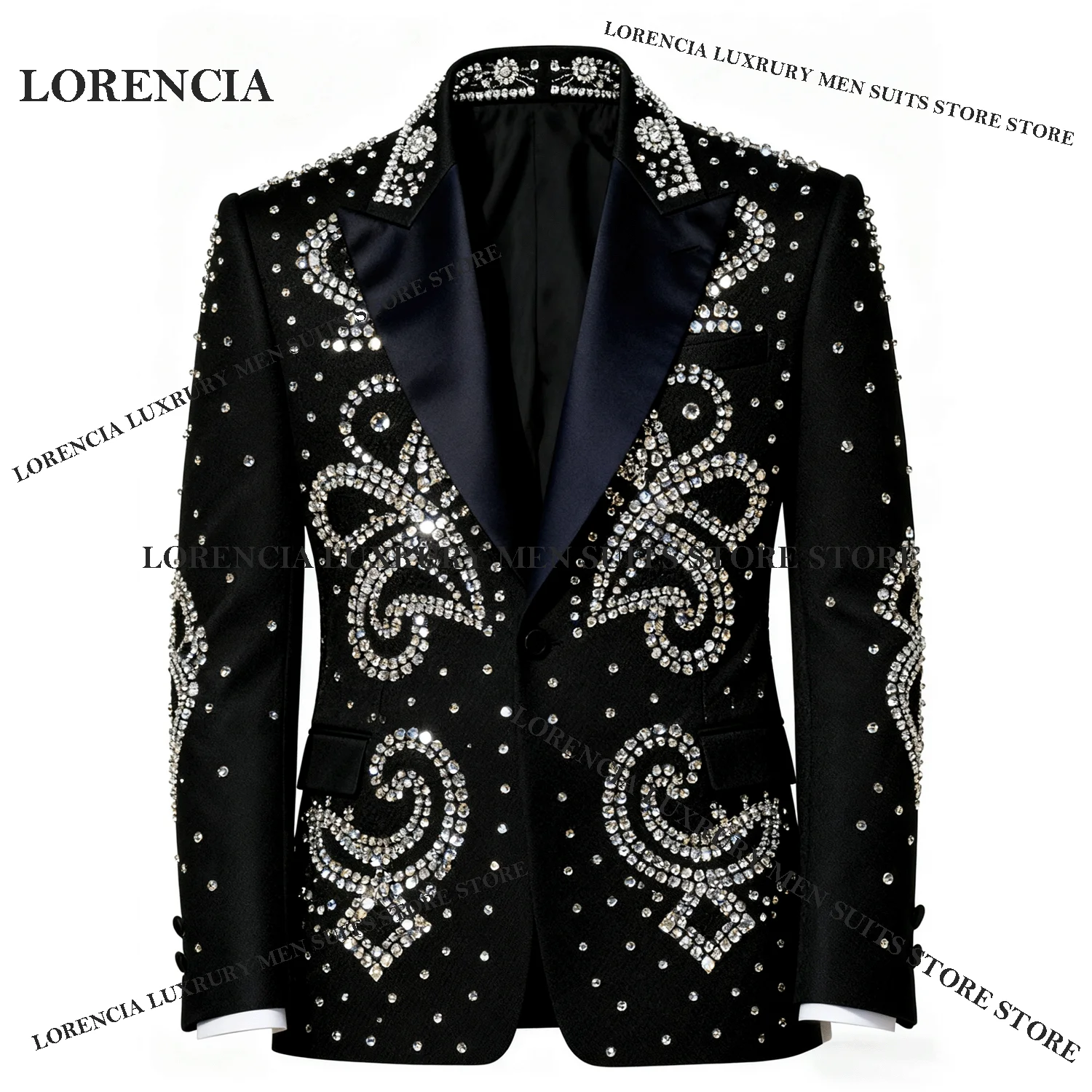 

Customized Fashion High-End Lapel Men 2 Pieces Suit Slim Fit Groom Sports Tuxedos Wedding Tailcoat Diamond Jewelry Ropa homre