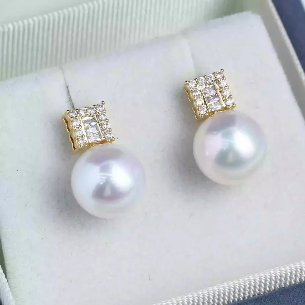 

10PCS S925 Sterling Silver Needle 18K Gold Wrapped Plated Brass Earring Settings Diy Jewelry Pearl Earrings Accessories