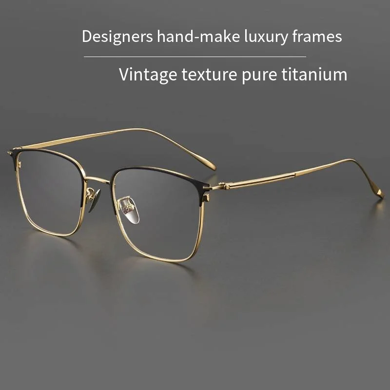 SM89093 Retro ultra-light pure titanium near-vision frame male, B titanium anti-blue light plain glasses optical frame female